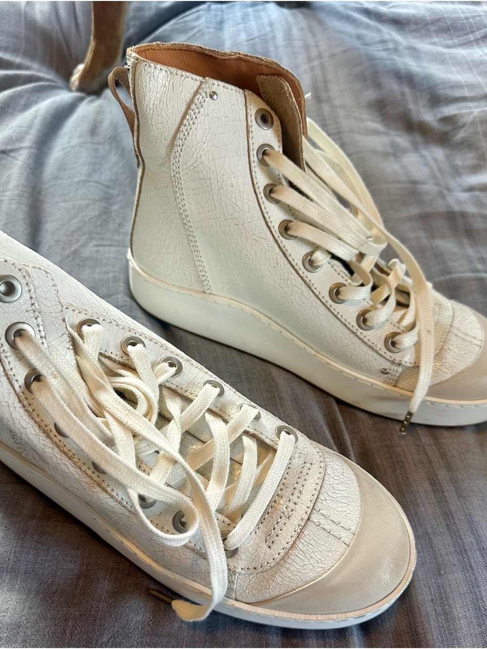 We The Free Saturday Sneaker Cream High-Top Lace-Up Sneakers